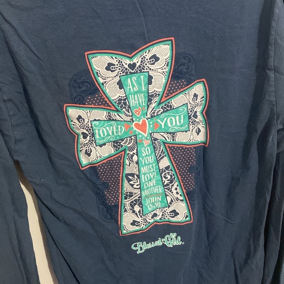 Delta- Blue blessed girl long sleeve shirt- Size S - Picture 3 of 3